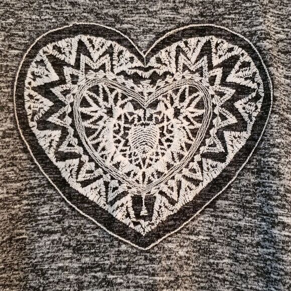 Pretty Aeropostale Gray Marled Embroidered Top - M - Picture 3 of 3